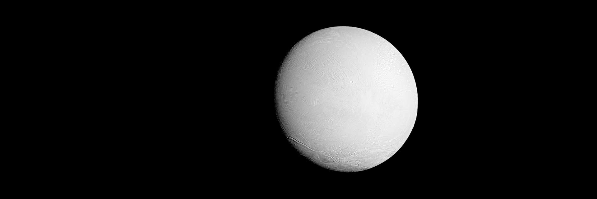 Brightly lit moon of Saturn
