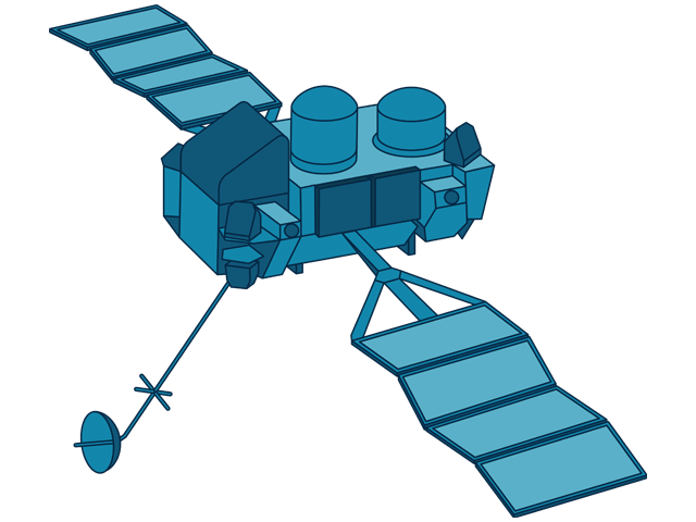 An illustration of NASA’s CGRO spacecraft.